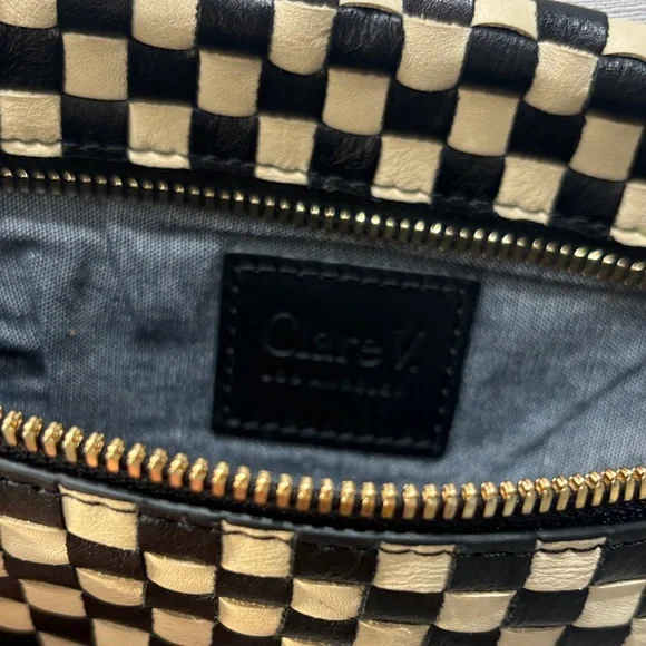 Clare V Checkerboard Grande Fanny Crossbody in Black & White - Picture 2 of 4